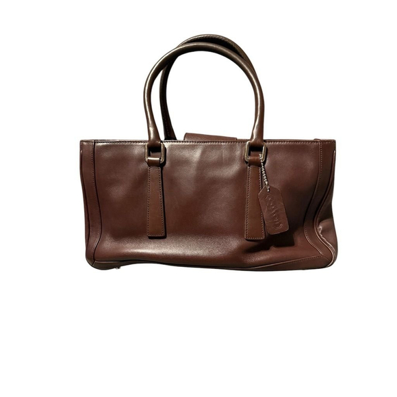 Coach Women's Brown Leather Satchel Bag with Interior Pockets‎